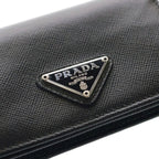 Prada Saffiano Triangle Card Case Business Holder Black — view 6