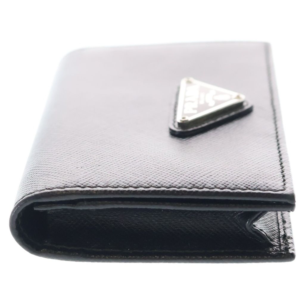 Prada Saffiano Triangle Card Case Business Holder Black — view 3