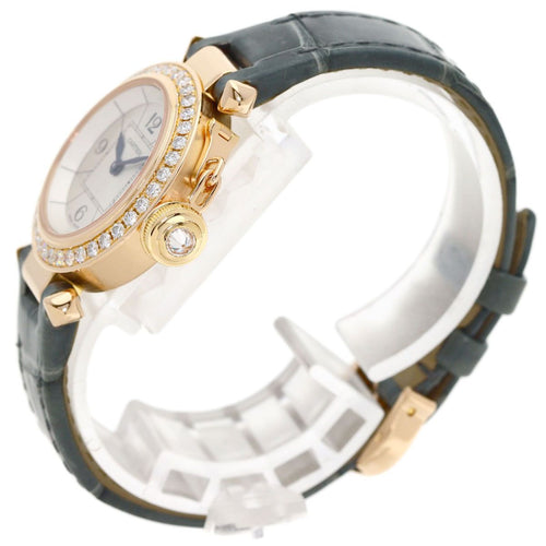 Cartier Miss Pasha Bezel Diamond Watch 18k Pink Gold Leather — view 2