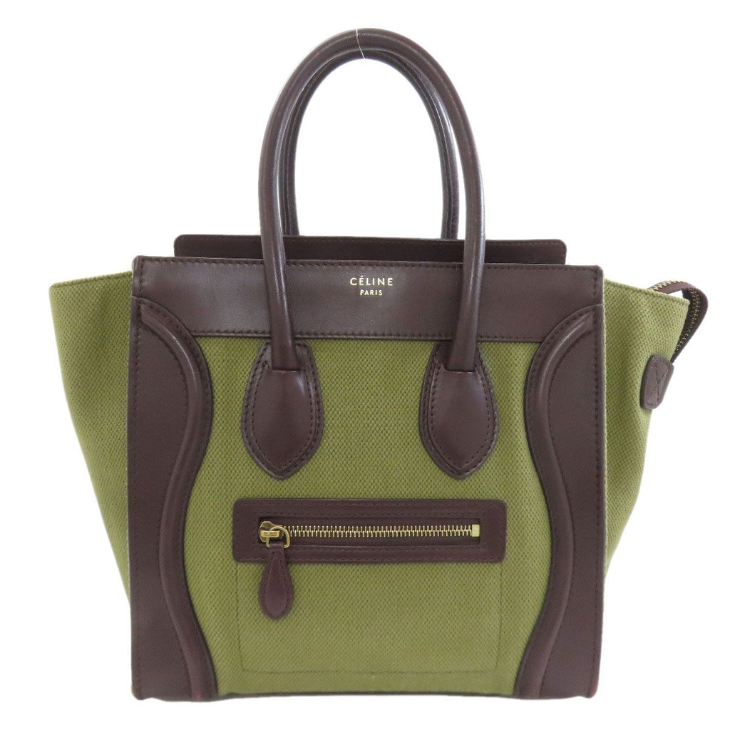 Celine Luggage Micro Handbag Canvas Leather