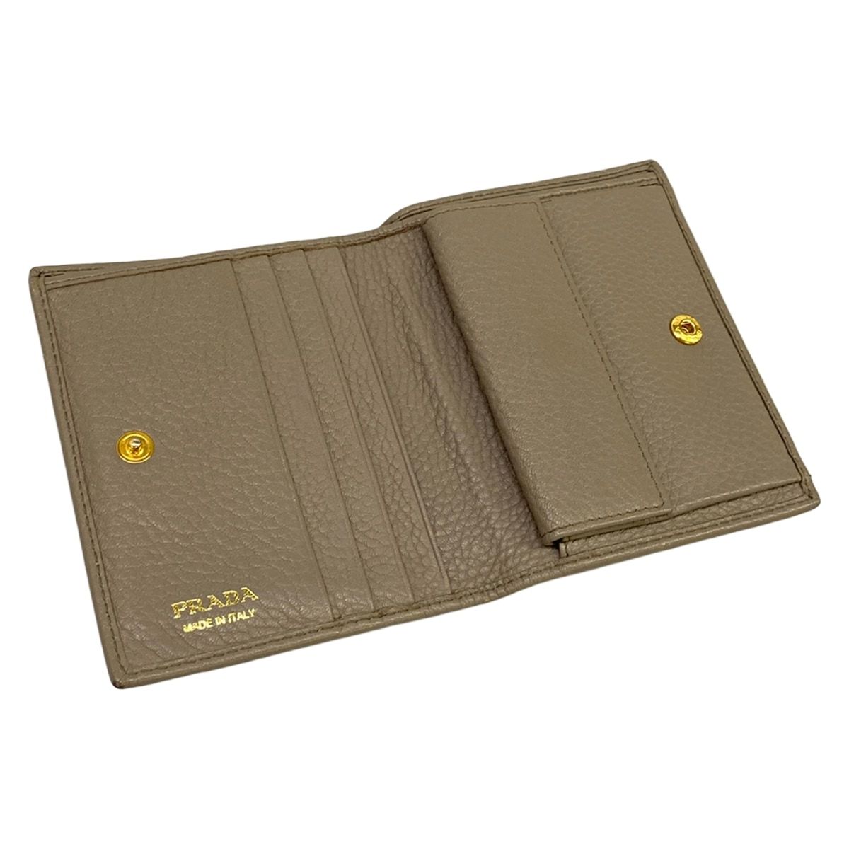 Prada Bifold Wallet Gray Beige Leather — view 3