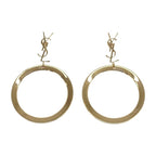 Saint Laurent Pendant Hoop Earrings Metal Gold Cassandra YSL