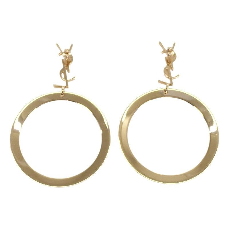 Saint Laurent Pendant Hoop Earrings Metal Gold Cassandra YSL — view 3