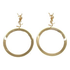 Saint Laurent Pendant Hoop Earrings Metal Gold Cassandra YSL — view 3