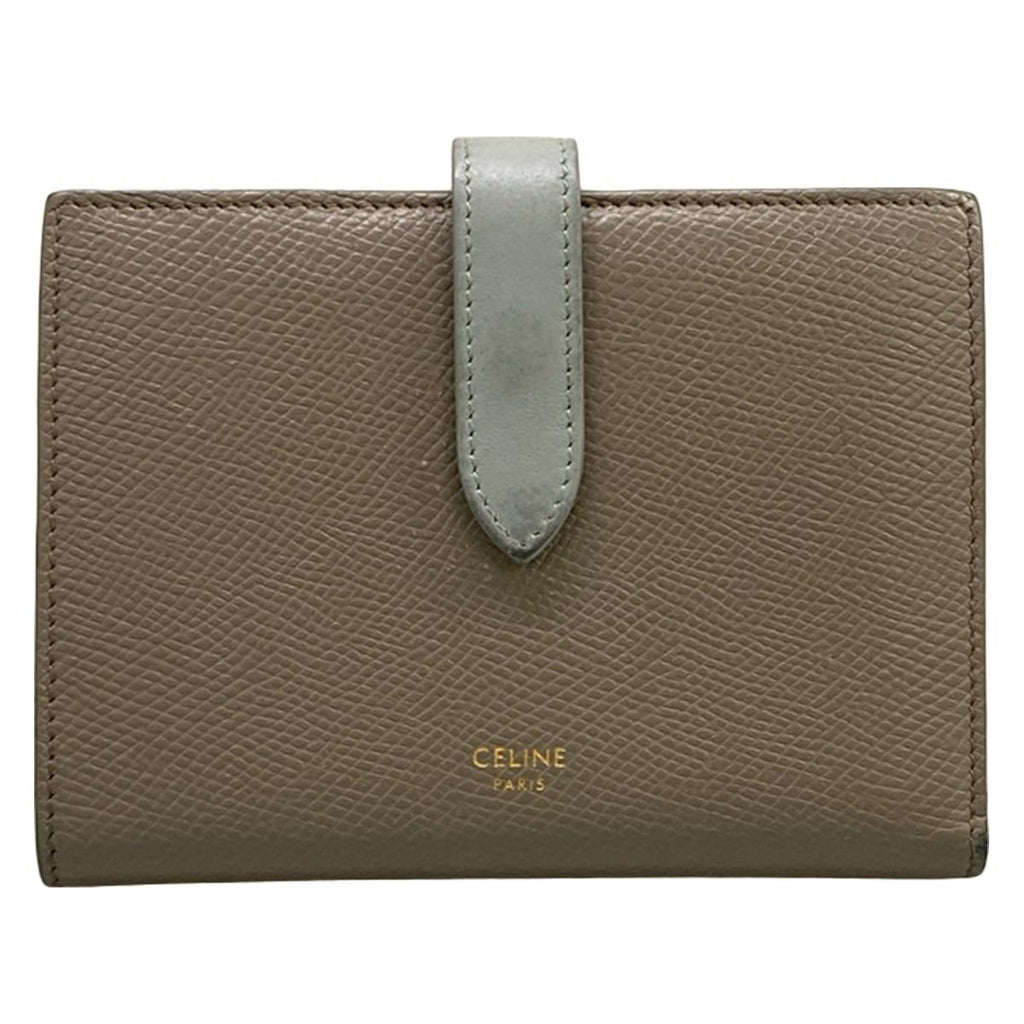 Celine Bifold Wallet Strap Pebble Mineral