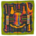 Gucci Scarf Silk All Over Pattern Green Multicolor
