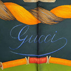Gucci Scarf Silk All Over Pattern Green Multicolor — view 9