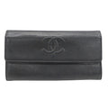 Chanel Wallet Caviar Leather Charcoal Gray Flap Type Logo Adult
