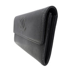 Chanel Wallet Caviar Leather Charcoal Gray Flap Type Logo Adult — view 4
