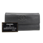Chanel Wallet Caviar Leather Charcoal Gray Flap Type Logo Adult — view 5