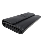 Chanel Wallet Leather Black Silver Flap Logo Simple — view 3