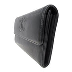 Chanel Wallet Leather Black Silver Flap Logo Simple — view 4