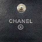 Chanel Wallet Leather Black Silver Flap Logo Simple — view 7