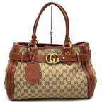 Gucci Tote Shoulder GG Running Canvas Leather Brown