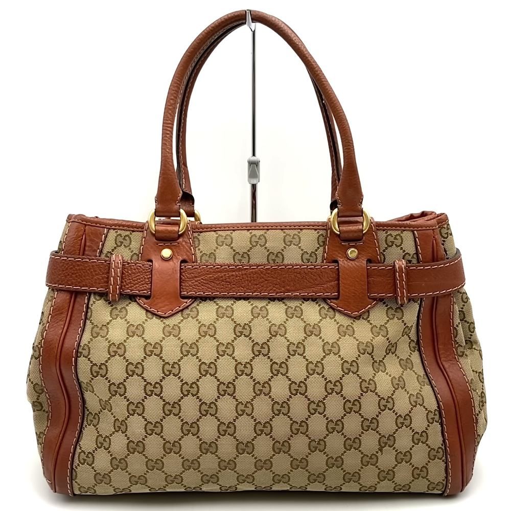 Gucci Tote Shoulder GG Running Canvas Leather Brown — view 4