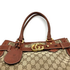 Gucci Tote Shoulder GG Running Canvas Leather Brown — view 5