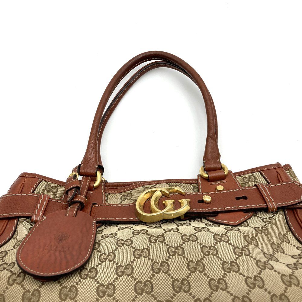 Gucci Tote Shoulder GG Running Canvas Leather Brown — view 5