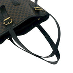 Celine Magaddam Blason Triomphe Pattern Logo Leather Tote Brown Black — view 4