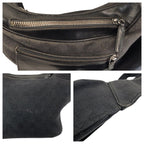 Gucci Black Silver GG Canvas Leather Belt Bag — view 6