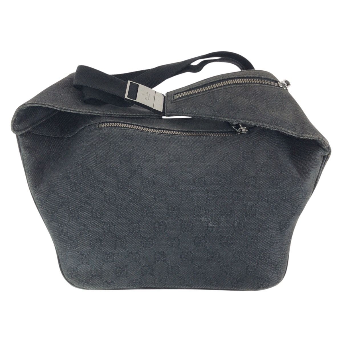 Gucci Black Silver GG Canvas Leather Belt Bag — view 2