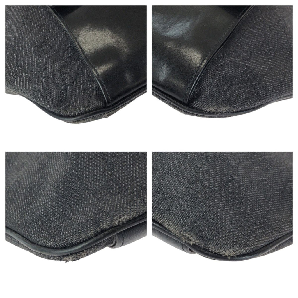 Gucci Black Silver GG Canvas Leather Belt Bag — view 3