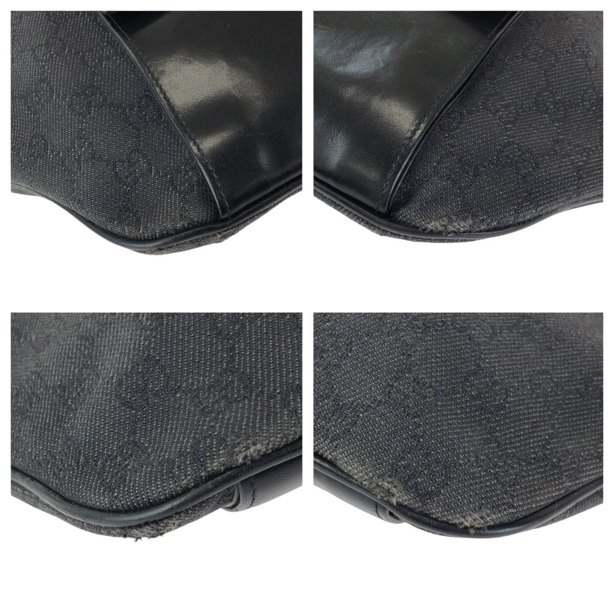 Gucci Black Silver GG Canvas Leather Belt Bag — view 3