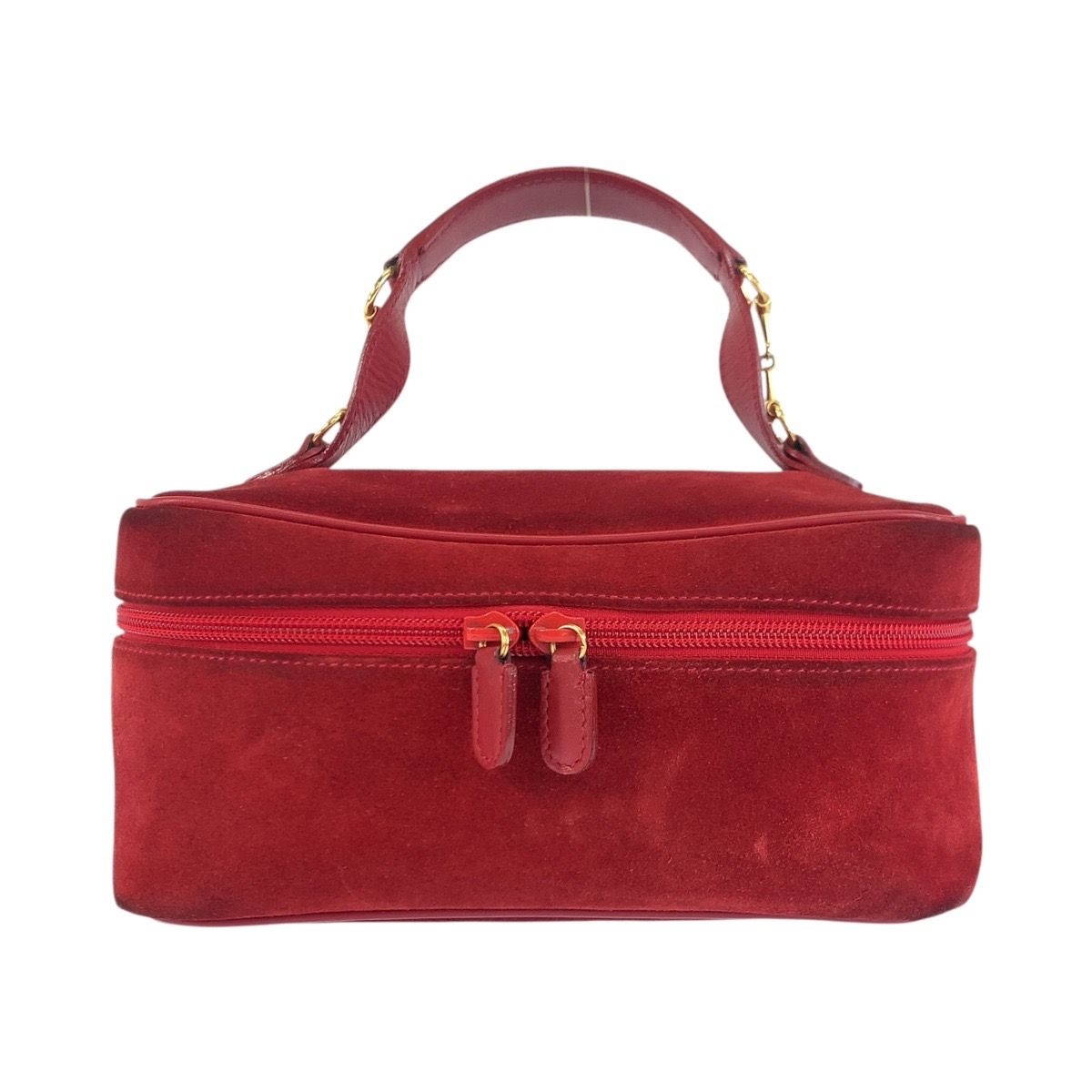 Gucci Horsebit Red Gold Suede 032 Handbag Vanity Bag