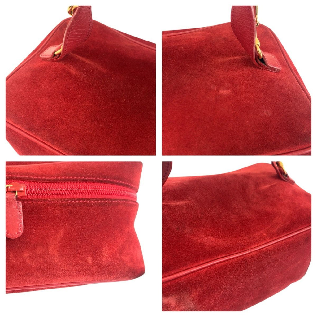Gucci Horsebit Red Gold Suede 032 Handbag Vanity Bag — view 6