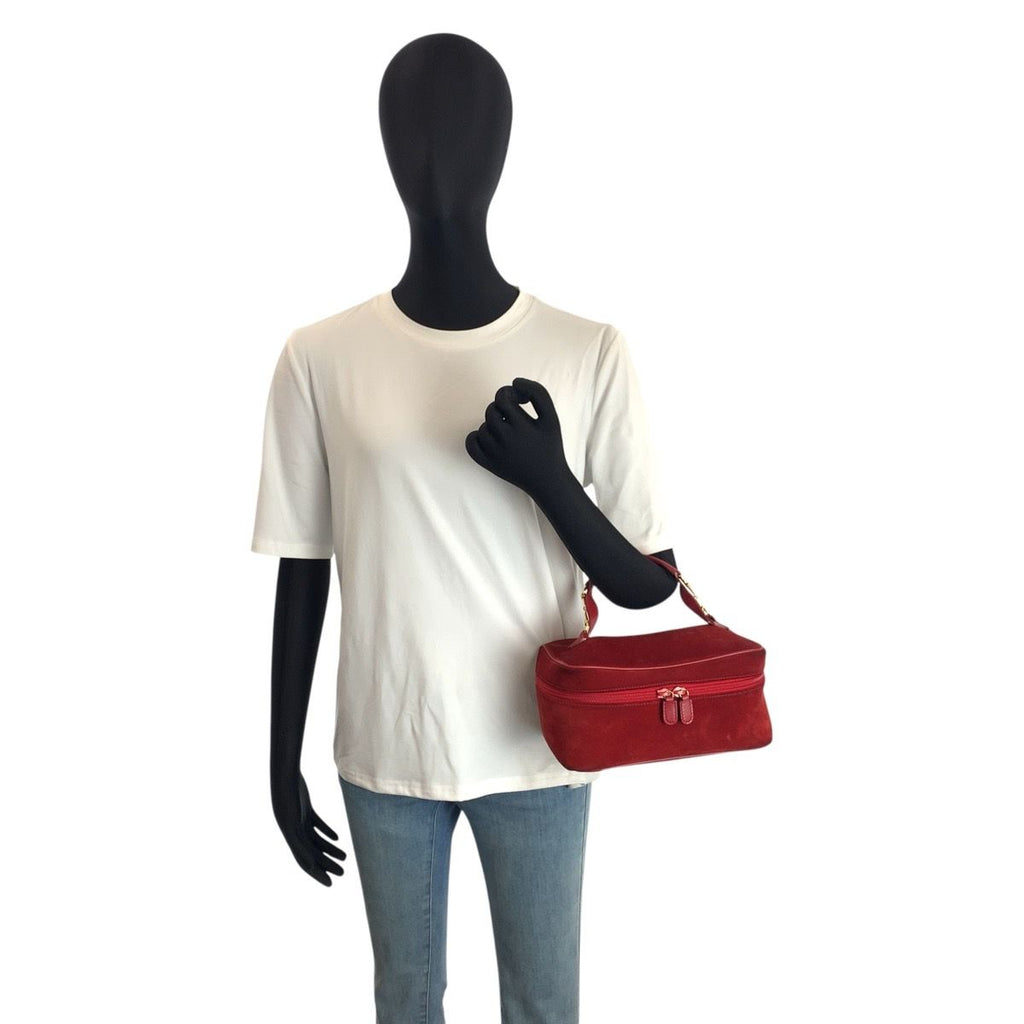 Gucci Horsebit Red Gold Suede 032 Handbag Vanity Bag — view 7