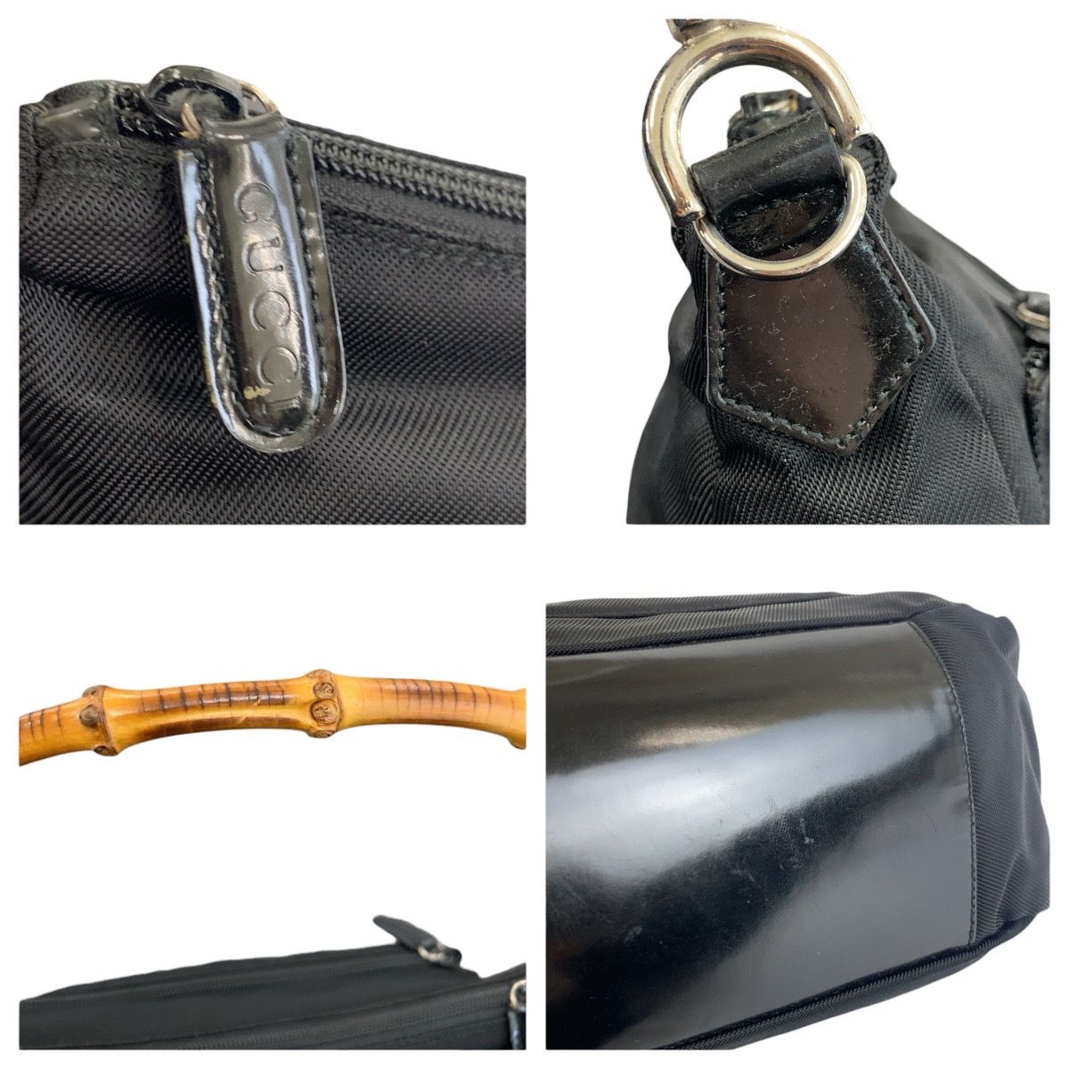 Gucci Bamboo Black Silver Nylon 000 5 Handbag — view 5