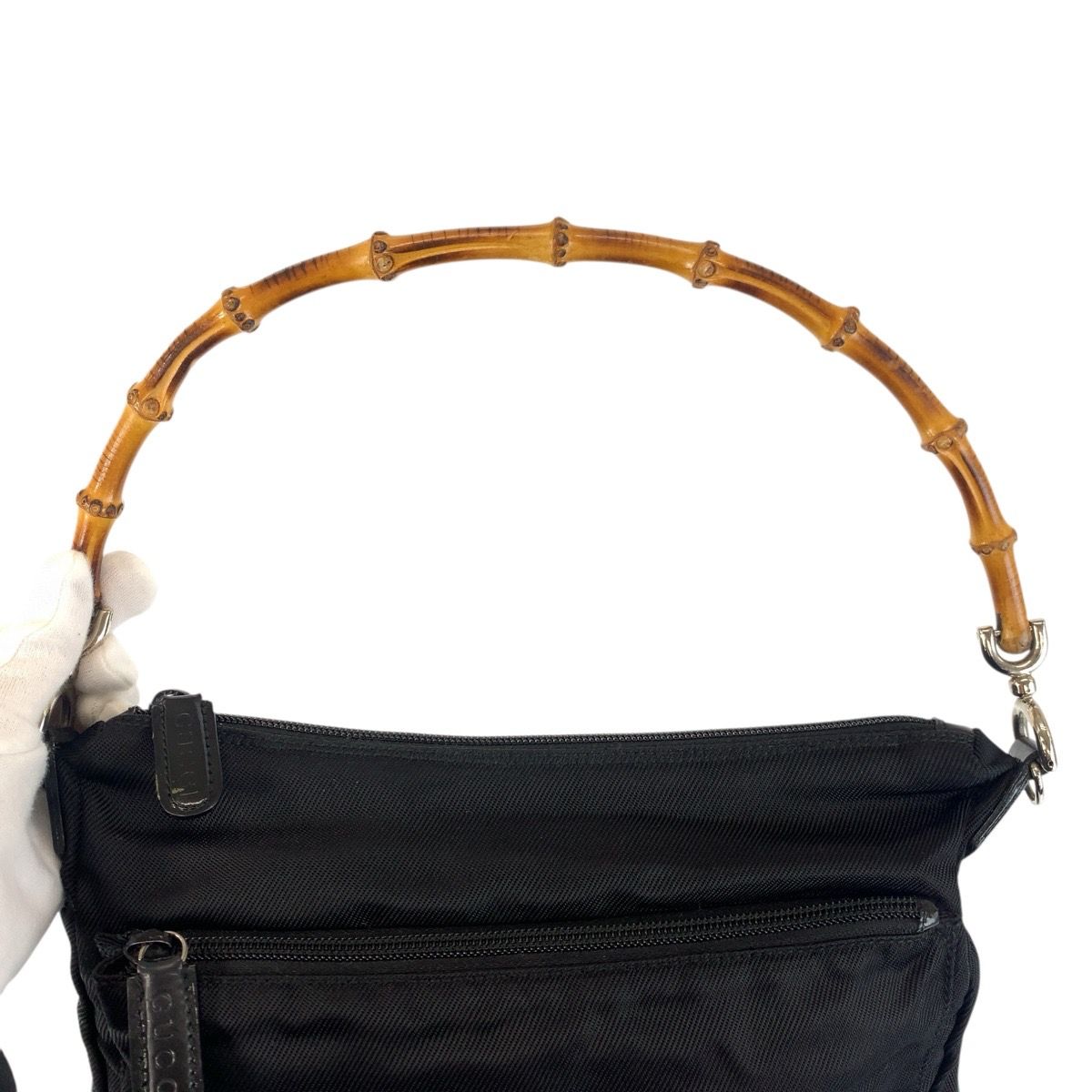 Gucci Bamboo Black Silver Nylon 000 5 Handbag — view 8