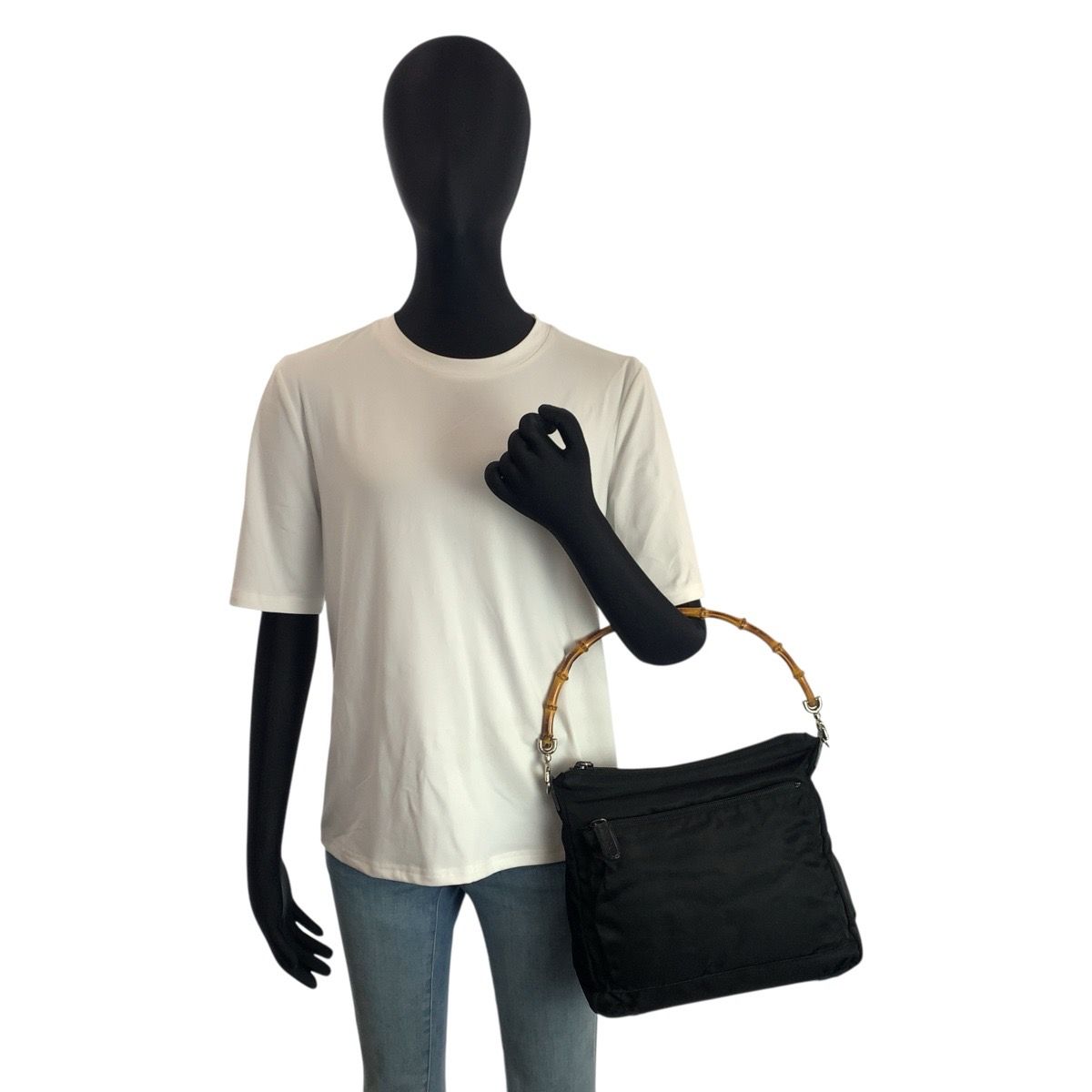 Gucci Bamboo Black Silver Nylon 000 5 Handbag — view 6