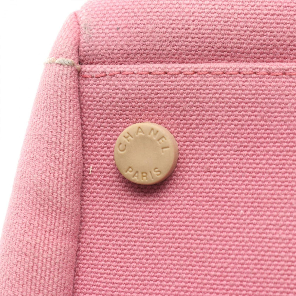 Chanel Choco Bar Camellia Pink Canvas Leather Bar Boston Bag — view 7