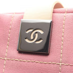 Chanel Choco Bar Camellia Pink Canvas Leather Bar Boston Bag — view 8