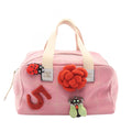 Chanel Choco Bar Camellia Pink Canvas Leather Bar Boston Bag
