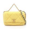 Chanel Shoulder Bag 19 D'isneuf Quilted 2-Way Yellow Fabric 19 Chain