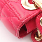 Dior Handbag Lady Dior Mini Cannage 2-Way Magenta Leather Lady Dior Tote — view 7