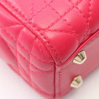 Dior Handbag Lady Dior Mini Cannage 2-Way Magenta Leather Lady Dior Tote — view 5