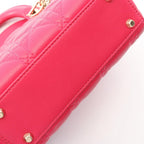 Dior Handbag Lady Dior Mini Cannage 2-Way Magenta Leather Lady Dior Tote — view 6