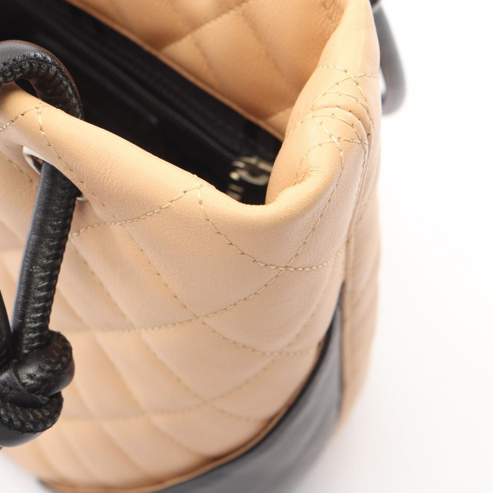 Chanel Tote Cambon Line Small Beige Black Leather — view 6