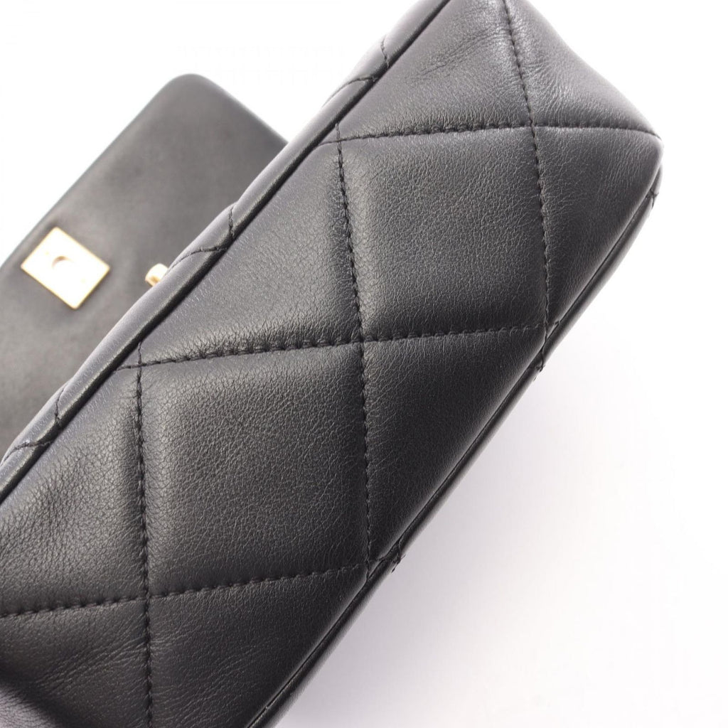 Chanel Shoulder Bag Quilted 2-Way Black Lambskin Small Flap Chain — view 9