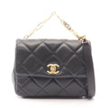 Chanel Shoulder Bag Quilted 2-Way Black Lambskin Small Flap Chain