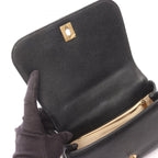 Chanel Shoulder Bag Top Handle Quilted Small Flap 2-Way Black Caviar Leather — view 6