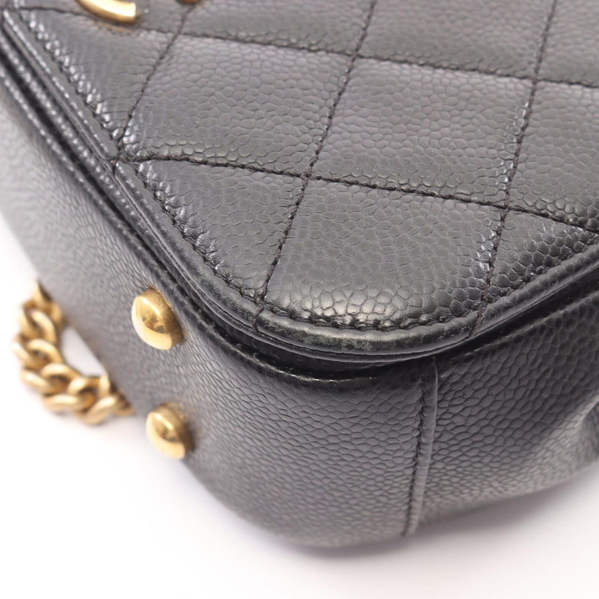 Chanel Shoulder Bag Top Handle Quilted Small Flap 2-Way Black Caviar Leather — view 7
