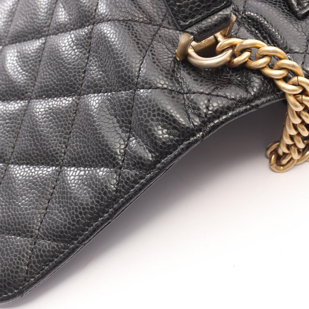Chanel Shoulder Bag Top Handle Quilted Small Flap 2-Way Black Caviar Leather — view 8