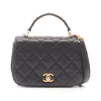 Chanel Shoulder Bag Top Handle Quilted Small Flap 2-Way Black Caviar Leather