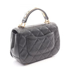 Chanel Shoulder Bag Top Handle Quilted Small Flap 2-Way Black Caviar Leather — view 2