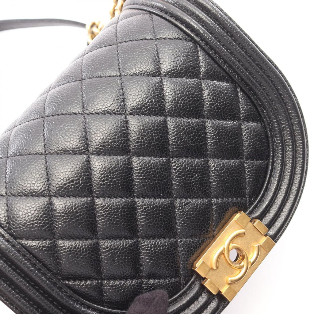 Chanel Shoulder Bag Small Black Caviar Leather Chain — view 7