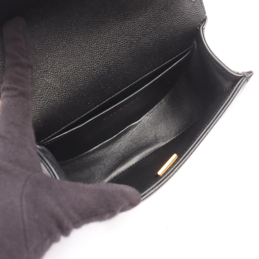 Chanel Shoulder Bag Small Black Caviar Leather Chain — view 3