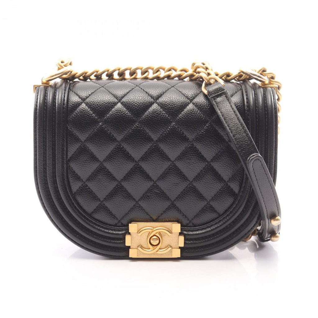 Chanel Shoulder Bag Small Black Caviar Leather Chain